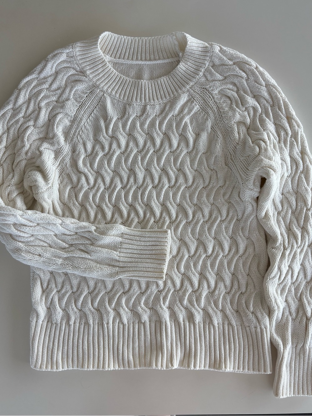 Gap Cotton Cable Knit Sweater - White - M Tall